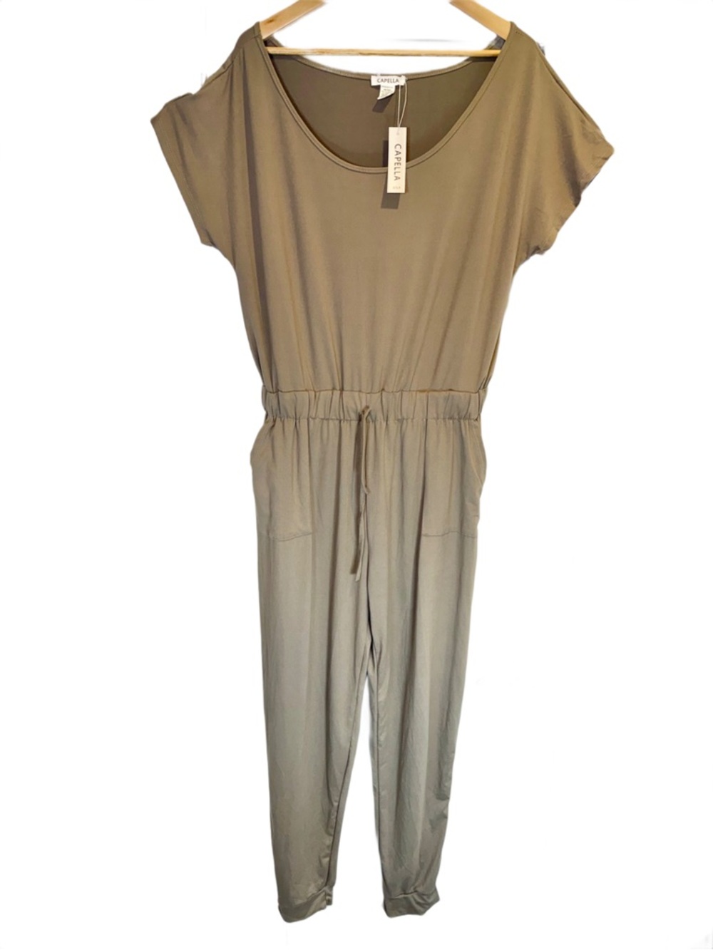 NWT Capella Plus Size Jumpsuit 1X Short Sleeve Elastic Waist Drawstring Pockets